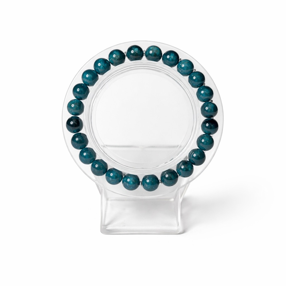 8mm Blue Apatite and Silver Hematite Bracelet